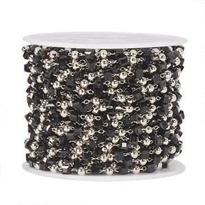 CH61862 Brass beaded chains/rozery ,for jewellery 2×2,5mm/1meters/ gold plated/black color, per meter  ,material ,, (0 0)