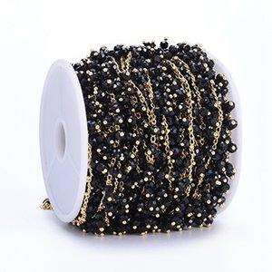 CH61864 Brass beaded chains/rozery ,for jewellery 2x1mm/1meters/ gold plated/black color, per meter  ,material ,, (0 0)
