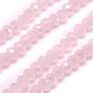 CH61886 Glass glass beads rondelle,faceted ,6x4mm/89pcs ,pink color (0 0)