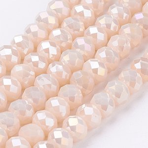 CH61887 Γυαλινα κρυσταλλακια ροδελες ,6x4mm/89τεμ. ,σομον χρωμα,με εδρες (0 0)