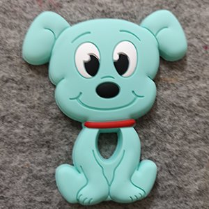 CH61923 Silicone teether silhouette dogs, ,100x90mm/1pcs ,green color (0 0)