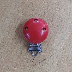 CH61953 Κλιπ για πιπιλες ξυλινα στρογγυλο ,30mm/1τεμ.,κοκκινο χρωμα (0 0)