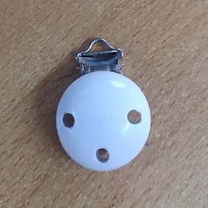 CH61957 Κλιπ για πιπιλες ξυλινα στρογγυλα ,30mm/1τεμ.,λευκο χρωμα (0 0)