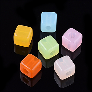 CH61987 Ακρυλικά κυβάκια  Για κόσμημα 19X19mmmm/Ø7,5mm/2Τεμ. Διάφορα Χρώματα,   ,Συνθεση Ακρυλικό,Χάντρα (15 23) (18gr) ()