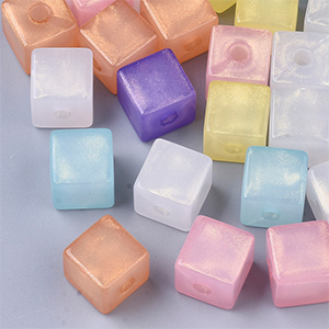 CH62022 Ακρυλικά κυβάκια   13X13mmmm 3.5τρύπα/5Τεμ. Διάφορα Χρώματα,   ,Συνθεση Ακρυλικό,Χάντρα (20 8) (14gr) ()