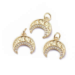 CH62027 Pendants and charms brass horn,micropave ,14mm/1pcs ,gold plated (0 0)