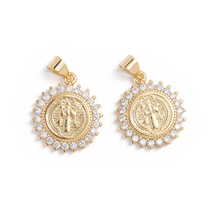 CH62028 Crosses brass konstantinata,micropave ,19x16mm/1pcs ,18k gold plated (0 0)