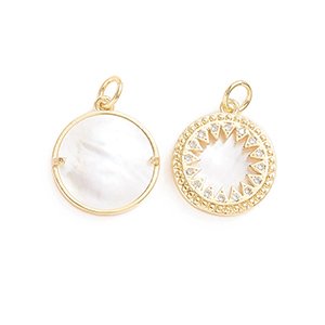 CH62030 Pendants and charms brass round shape,micropave ,15mm/1pcs ,gold plated (0 0)