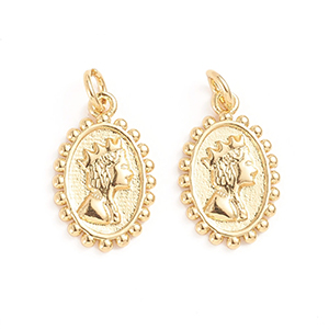 CH62032 Pendants and charms brass oval,micropave ,17x11mm/1pcs ,gold plated (0 0)