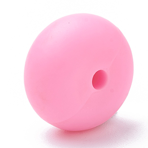 CH62051 Food grade rondelle shape ,for pacifier/decoration 14x8mm/4pcs/ pink color, flat  ,material food grade silicone,cartoon,beads (0 0)