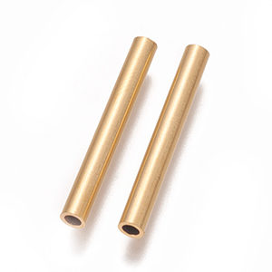 CH62110 Stainless steel rounded tubes ,for jewellery 25x3mm/2pcs//ø1,8mm gold plated color,   ,material ανοξείδωτο ατσάλι 304,,beads (0 0)