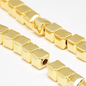 CH62151 Semi precious stones synthetic hematite cubes,no filter ,6x6mm/70pcs ,gold plated (0 0)