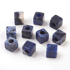 CH62169 Semi precious stones sodalite cubes,no filter ,10mm/ø4,5mm/1pcs ,blue color (0 0)