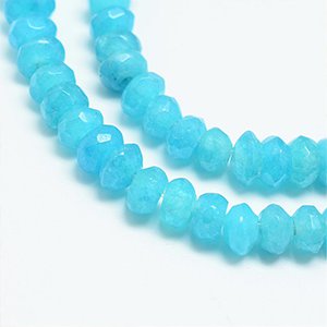CH62170 Semi precious stones jade roundel,faceted ,4x3mm/120pcs ,light blue color (0 0)
