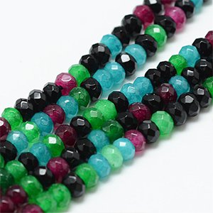 CH62174 Natrual dyed jade roundelle faceted faceted 4x3mm/115pcs multicolor for jewellery  beads (0 0)