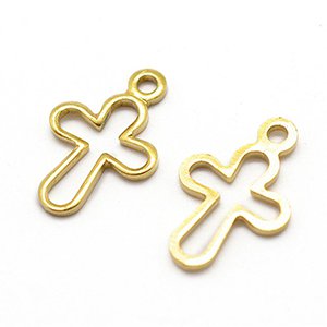 CH62177 Metal cross pendants ,for jewellery 12x8mm/10pcs/ gold plated color, silhouette  ,material ,charms (0 0)
