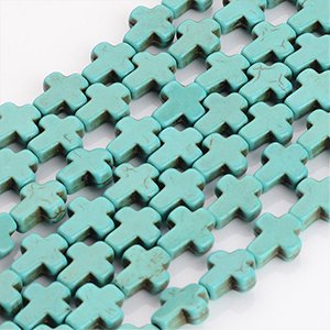CH62193 Synthetic howlite Cross Beads ,For Jewelery/Baptizing 10X8mm/38Pcs/ Turquoise Color, Flat  ,Material Semi Precious Stones,,Beads (12 7) ()