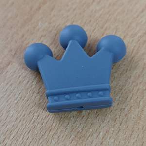 CH62271 Foodgrade silicone crown beads ,for pacifier/decoration 0x0mm/1pcs/mm/10mm πάχος grey color,   ,material food grade silicone,cartoon,beads (0 0)