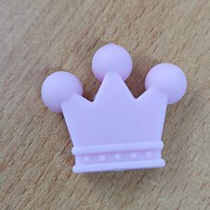 CH62278 Foodgrade silicone crown beads ,for pacifier/decoration 35x30mm/1pcs/ baby pink color,   ,material food grade silicone,cartoon,beads (0 0)