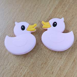 CH62283 Foodgrade silicone duck beads ,for pacifier/decoration 30x30mm/1pcs/ baby pink color,   ,material food grade silicone,cartoon,beads (0 0)