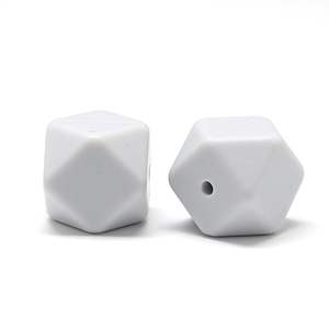 CH62318 Food grade eco-friendly silicone beads faceted ,for pacifier 15mm//2pcs/ light grey color, faceted  ,material food grade silicone,cartoon,beads (0 0)
