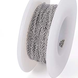 CH62428 Αλυσίδες Ατσάλινες Με το μέτρο ,1,6X1,3mm/1Μέτρ. ,Ατσάλινο Χρώμα,Cable Chain (10 10) (2gr) ()