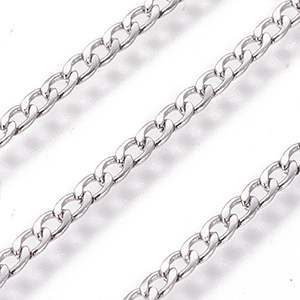 CH62432 Chains Stainless Steel Curb Chain,Per Meter ,4X2,5mm/1Meters ,Steel color (18 0) ()