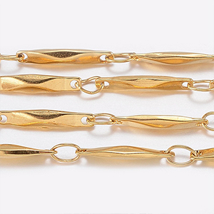CH62441 Αλυσίδες Ατσάλινες Με το μέτρο ,11X2mm/1Μέτρ. ,Επίχρυσο Χρώμα,Bar Link Chain (0 1) (0gr) ()