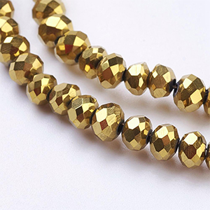 CH62443 Glass glass beads rondelle,faceted ,4x3mm/140pcs ,gold plated (0 0)