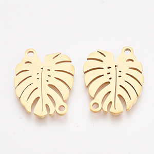 CH62509 Links stainless steel leaves, ,16x13mm/1pcs ,gold plated (0 0)