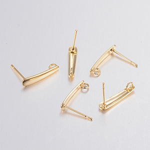 CH62522 Earrings stainless steel earring studs,flat plate ,15×3/1set ,gold plated (0 0)