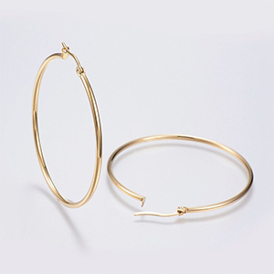 CH62527 Jewellery stainless steel earrings rings,thickness 0.7mm ,50×0,7/1set ,gold plated (0 0)