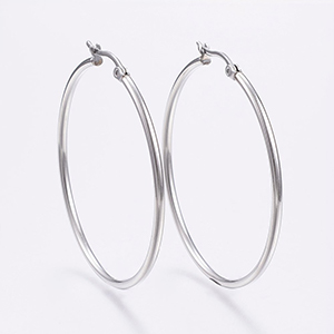 CH62528 Jewellery stainless steel earrings rings,thickness 0.7mm ,50mm/1pair ,steel color (0 0)