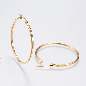 CH62530 Jewellery stainless steel earrings rings,thickness 0.7mm ,39mm/1pair ,gold plated (0 0)