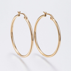 CH62531 Jewellery stainless steel earrings rings,thickness 0.7mm ,35mm/1pair ,gold plated (0 0)