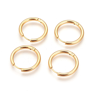 CH62546 Jewellery stainless steel earrings rings,2.00mm thickness ,24x2mm/12 gauge/1set ,18k gold plated (0 0)