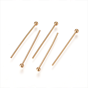 CH62577 Metal ball head pins thickness 0.6mm 22×0,6mm/10pcs gold plated for jewellery (0 0)