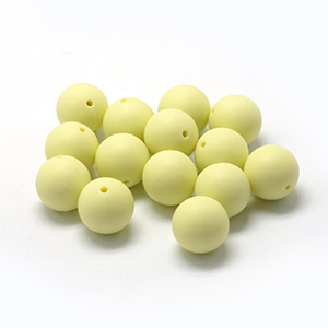 CH62625 Silicone teether beads round beads, ,9mm/5pcs ,light yellow (-1 0)