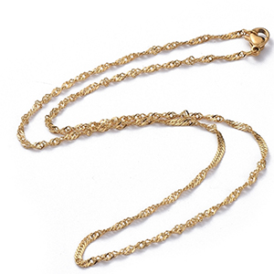 CH62731  Stainless Steel Necklace Singapore Chain  For Jewellery 41cm//1Pcs//1,8mm   Gold Plated color,With Lobster Claw Clasp Enamel  ,Material Ανοξείδωτο Ατσάλι 304,, (12 0) ()