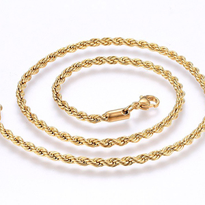 CH62737 Stainless steel rope chain with clasp ,for jewellery 50cm//1pcs//3mm 18k gold plated,with lobster claw clasp with clasp  ,material ανοξείδωτο ατσάλι 304,, (0 0)