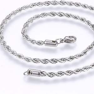 CH62739 Stainless steel rope chain with clasp ,for jewellery 45cm//1pcs//2,3mm stainless steel color,with lobster claw clasp with clasp  ,material ανοξείδωτο ατσάλι 304,, (0 0)