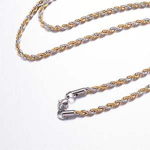 CH62756 Jewellery necklaces stainless steel rope chain,multi color ,70cm/3mm/1pcs ,gold plated (0 0)
