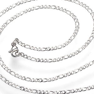 CH62785 Jewellery stainless steel necklaces with lobster clasp,figaro chain ,45cm/2mm/1pcs ,steel color (0 0)