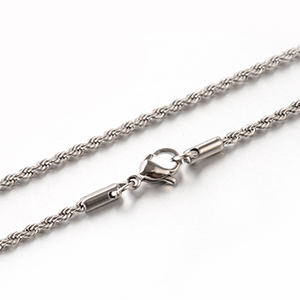 CH62795 Ατσαλινες αλυσιδες με κουμπωμα rope chain  για κοσμημα 50cm/2mm/1τεμ.   ατσαλινο χρωμα,με παπαγαλακια με κουμπωμα  ,συνθεση ανοξειδωτο ατσαλι, (0 0)