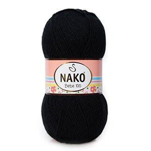 CH62810 Yarns nako bebe 100,acrylic ,100gr/360meters ,black color (0 0)
