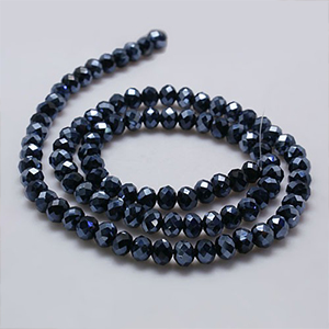 CH62841 Glass glass beads roundel,faceted ,6x4mm/95pcs ,black color (0 0)
