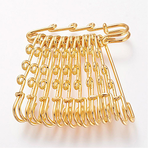 CH62848 Metal safety pins with hooks 38mm/5pcs gold plated (0 0)