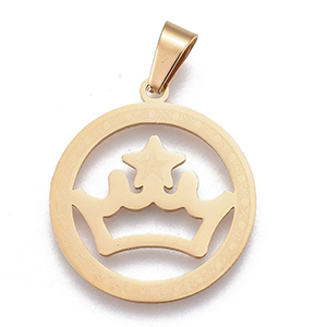 CH62928 Stainless steel crown pendants ,for jewellery 25x23mm/1pcs/ gold plated color,laser cut   ,material stainless steel,,charms (0 0)