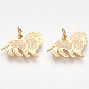 CH62931 Ατσάλινα Λιοντάρια  Για κόσμημα 13X19mm/1Τεμ. Επίχρυσο Χρώμα,   ,Συνθεση Ανοξείδωτο Ατσάλι,Ζώα, (1 3) (5gr) ()