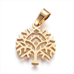 CH62982 Ατσάλινα Δεντράκια Ευτυχίας μενταγιόν  Για κόσμημα 16X14mm/1Τεμ. Επίχρυσο Χρώμα,Laser Cut   ,Συνθεση Ανοξείδωτο Ατσάλι 304,Κρεμαστά (4 0) (0gr) ()
